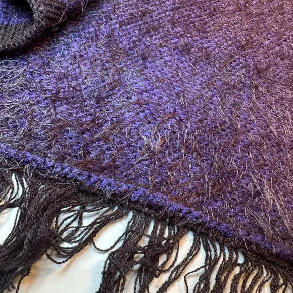 Vertigo Plaid Fuzzy Cardigan Womens Open Front Tweed Wrap Cape Boho Fringe Trim - Picture 10 of 16